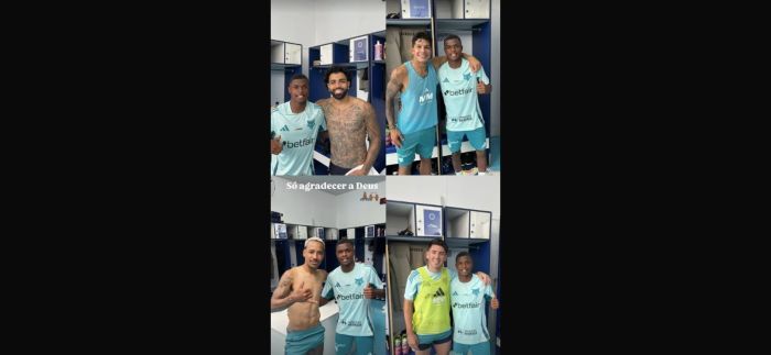 Otávio Gabriel ao lado de craques do Cruzeiro em dia de treino na Toca II Otávio Gabriel ao lado de craques do Cruzeiro em dia de treino na Toca II