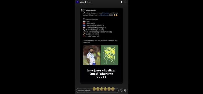 Gabigol em postagem nas redes sociais