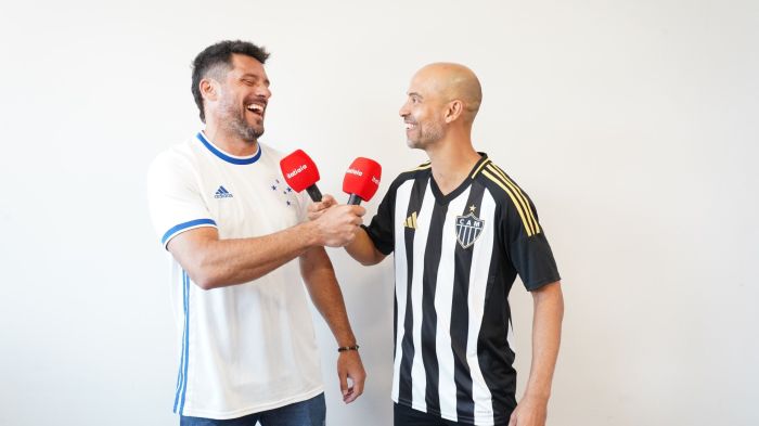 Fabrício e Marques em ensaio como novos comentaristas da Itatiaia