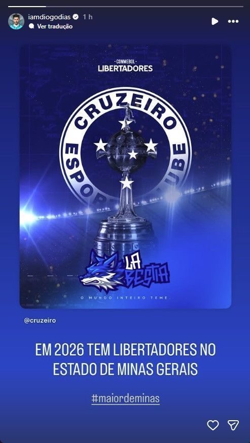 O story de Diogo Dias, auxiliar do Cruzeiro O story de Diogo Dias, auxiliar do Cruzeiro