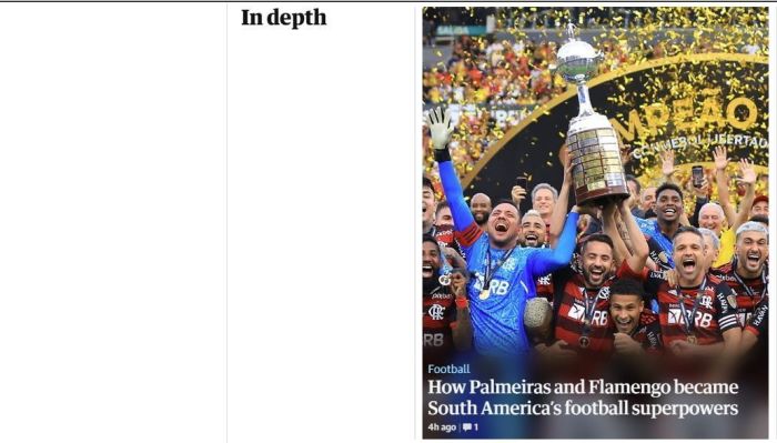 Jornal The Guardian exalta Palmeiras e Flamengo antes de final da Libertadores