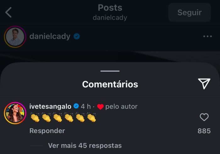 Daniel Cady curtiu o comentário de Ivete