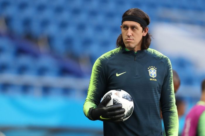 Cássio durante treino pela Seleção Brasileira na Copa do Mundo de 2018