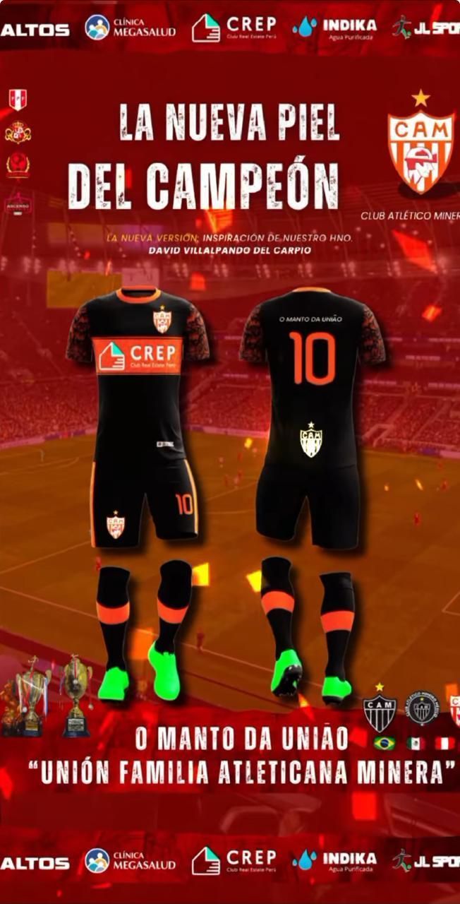 Camisa do Club Atlético Minero, do Peru, em homenagem ao Atlético, do Brasil