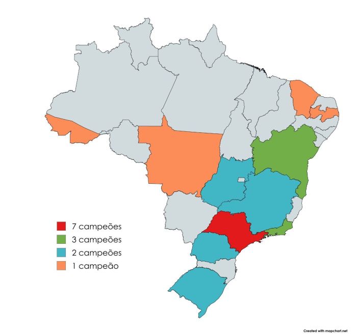 Mapa dos campeões do BBB por estado