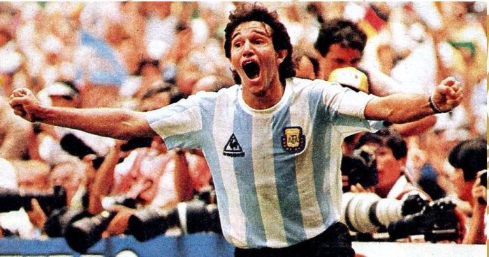 Burruchaga comemora gol na Copa do Mundo de 1986
