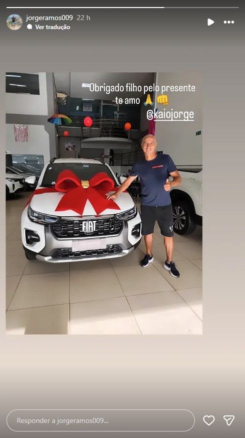 Jorge Ramos, pai de Kaio Jorge, agradece ao filho pelo presente