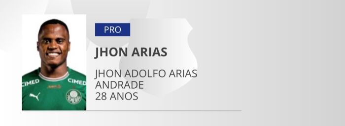 Jhon Arias foi inscrito no Paulistão
