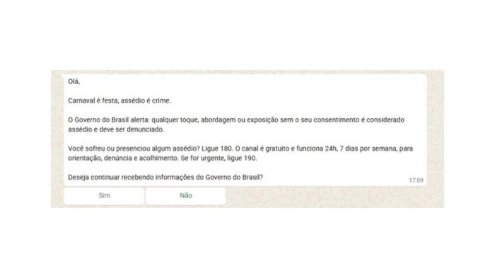 Ministério das Mulheres divulga mensagem sobre assédio no Carnaval 