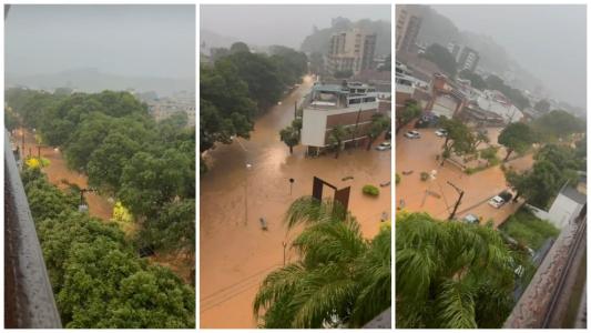 Chove forte em Cataguases, na Zona da Mata, e Rio Pomba chega ao nível de inundação
