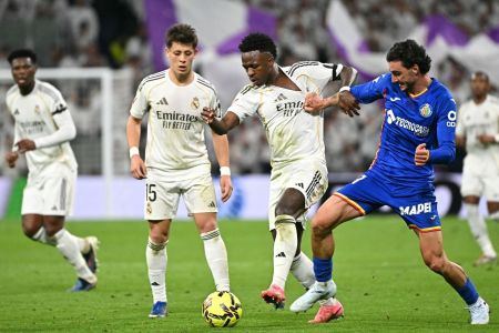 Vinicius Júnior em ação pelo Real Madrid contra o Getafe