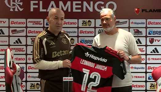 Leonardo Jardim e José Boto, no Ninho do Urubu, no Rio de Janeiro