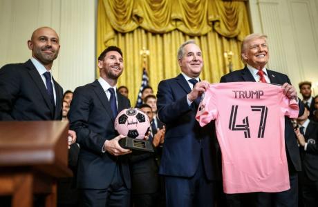 Lionel Messi e Donald Trump em evento da Casa Branca