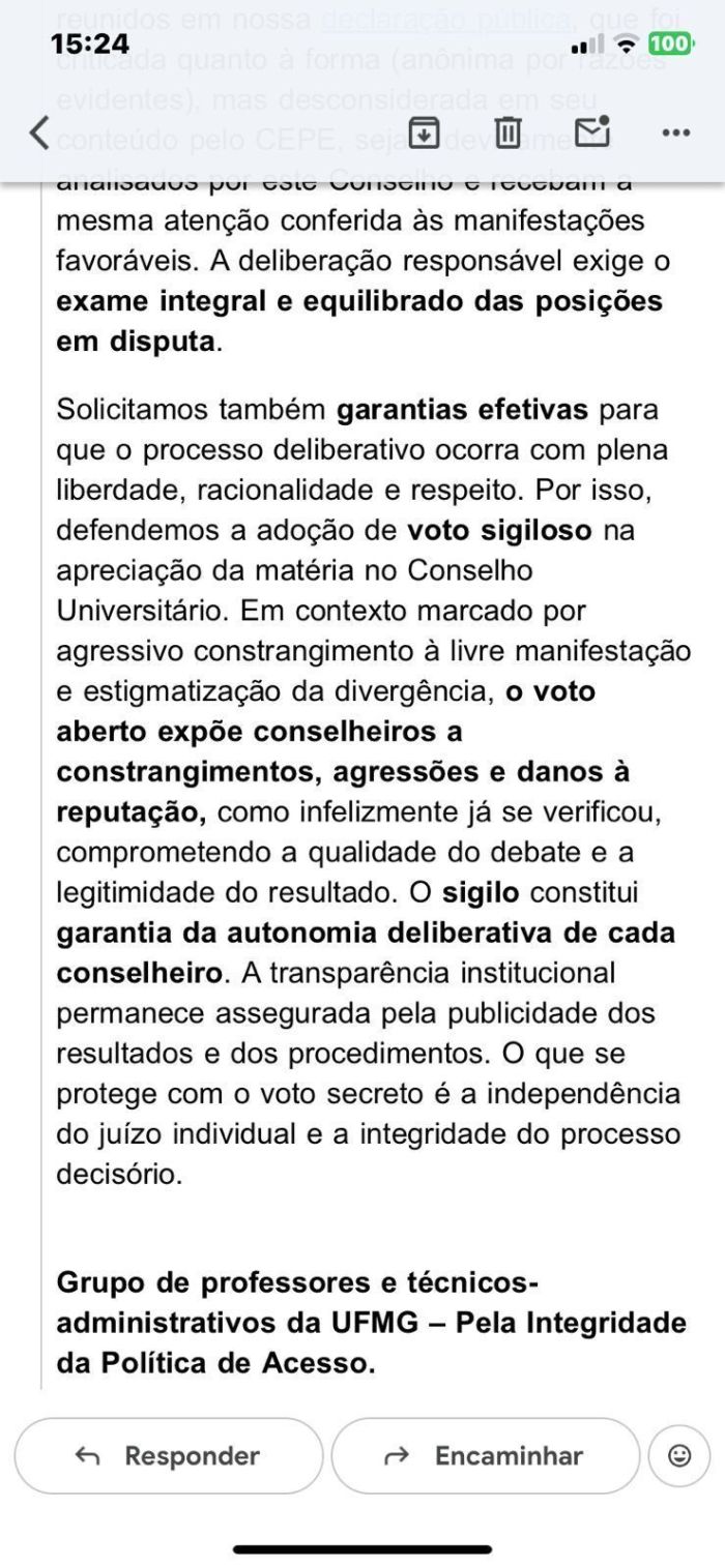 Final do email disparado pelo grupo