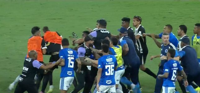 Pancadaria na final do Campeonato Mineiro de 2026 disputada entre Atlético e Cruzeiro