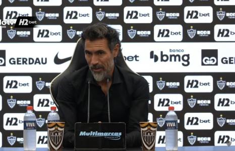 Eduardo Domínguez, técnico do Atlético, em entrevista coletiva na Arena MRV