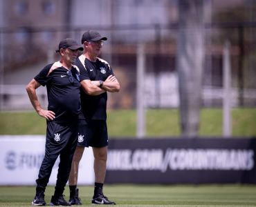 Dorival Júnior e Celso Rezende no CT Joaquim Grava