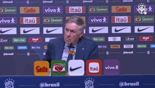 Ancelotti, técnico da Seleção Brasileira, durante convocação nesta segunda-feira (16)