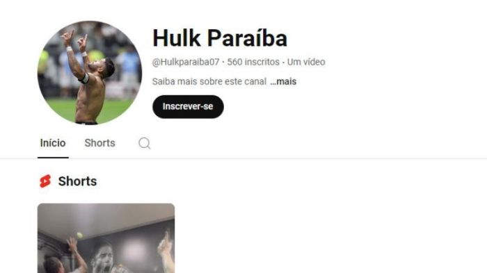 Canal de Hulk no YouTube se chama Hulk Paraíba, com o @Hulkparaiba07