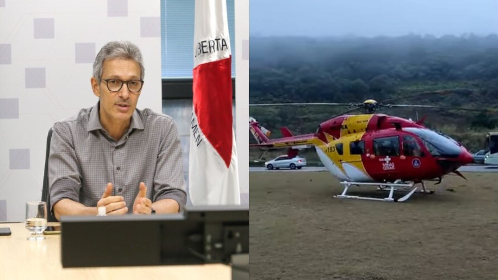 Zema lamenta morte de militares e socorristas em queda de helicóptero em Ouro Preto