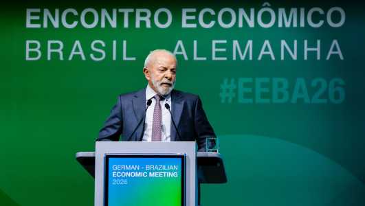 O presidente Luiz Inácio Lula da Silva, em Hanônver (Alemanha)
