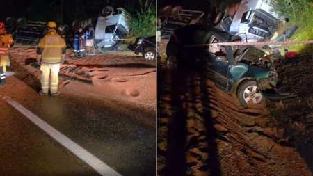 Acidente entre carro e bitrem deixa três mortos na BR-262, no interior de MG