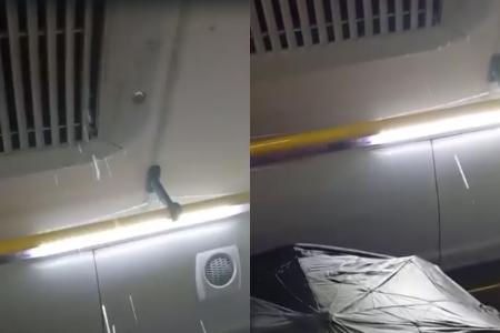 Passageiros filmam goteira dentro de ônibus durante tempestade em BH