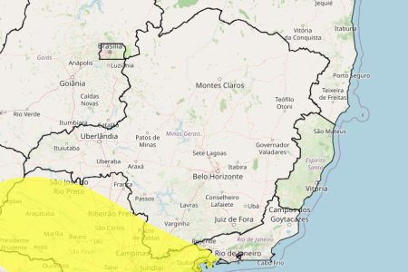 Tempestade e granizo em MG: veja lista das 58 cidades sob alerta neste sábado (18) • Reprodução/ Inmet