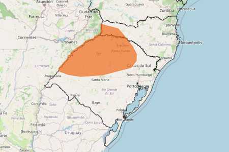 Tempestade e granizo no Sul: veja lista das 363 cidades sob alerta nesta quinta (23) • Reprodução/ Inmet