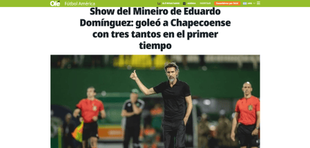 Publicação do Olé sobre a goleada do Atlético sobre a Chapecoense • Reprodução / Olé