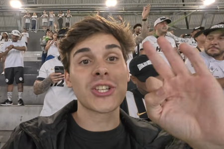 Rodrigo Soriano, youtuber espanhol, na Arena MRV, estádio do Atlético