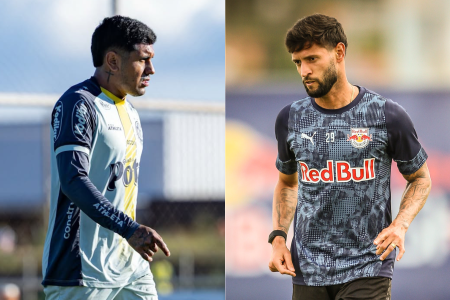 Antônio Galeano, do Mirassol, e Juninho Capixaba, do RB Bragantino