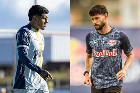 Antônio Galeano, do Mirassol, e Juninho Capixaba, do RB Bragantino