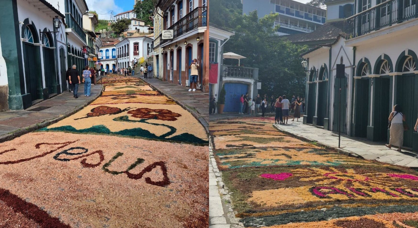 Tapetes de serragem marcam manhã do Domingo de Páscoa em Ouro Preto