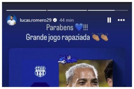 Lucas Romero celebra vitória do Cruzeiro nas redes sociais • Reprodução/Lucas Romero/Instagram