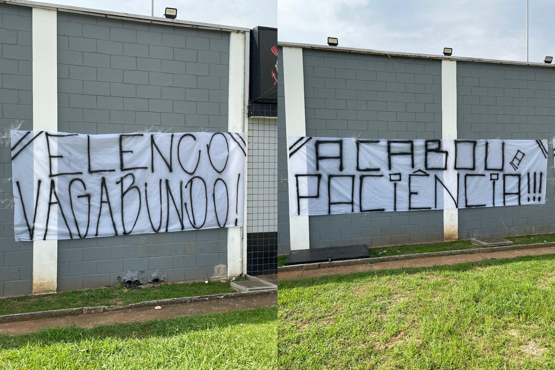 Organizada estende faixas de protesto no CT do Corinthians: 'Elenco vagabundo'