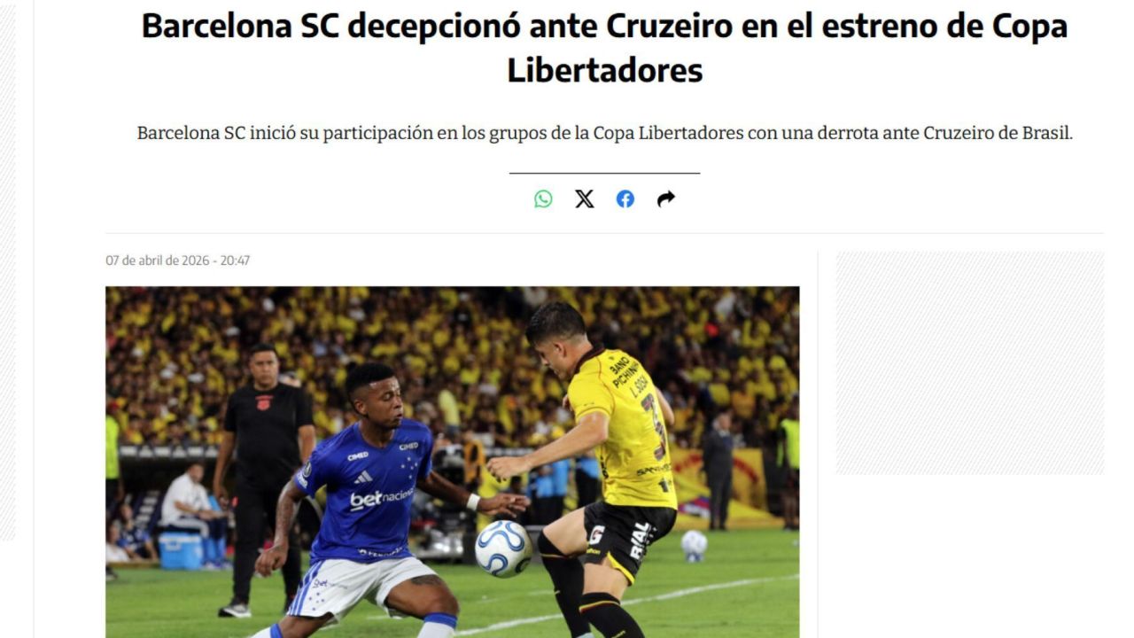 Cruzeiro brilha na Libertadores e vence o Barcelona-EQU fora de casa