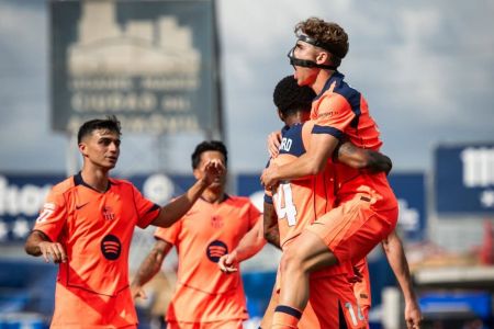 Clube do Barcelona celebra gol diante do Getafe