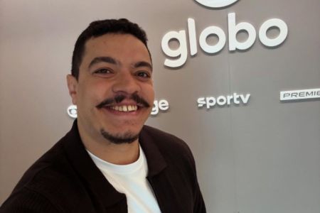 Bruno Cantarelli nos estúdios da Globo • Reprodução Instagram Bruno Cantarelli