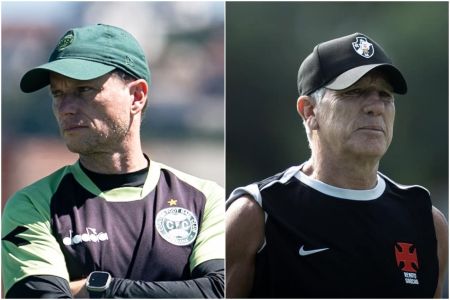 Fernando Seabra, técnico do Coritiba, e Renato Gaúcho, do Vasco