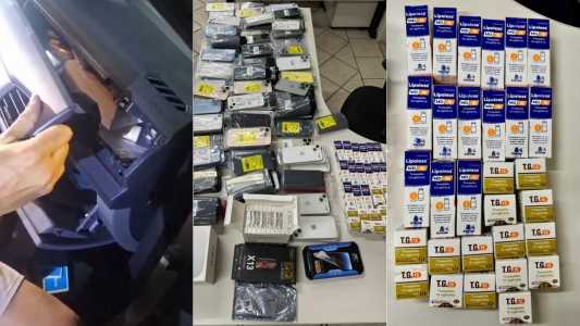 Homem é preso com 251 celulares e Mounjaro escondidos em painel de carro em MG