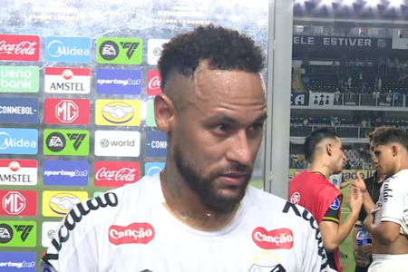 Neymar após o empate do Santos na Vila Belmiro