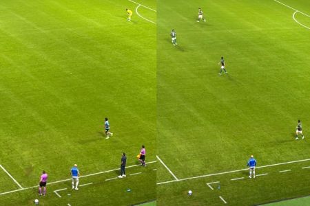 Na primeira imagem, Abel orienta o time mais discretamente, ao lado do auxiliar, que se mantém próximo do quarto árbitro; na segunda foto, assistente instrui o Palmeiras sem Abel • Rafael Oliva/Itatiaia