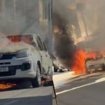 Vídeo: carro pega fogo e mobiliza bombeiros em Nova Lima, na Grande BH