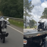 ‘Superman de moto’: PRF flagra homem em manobra perigosa em BR de SC