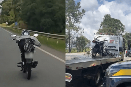 Homem foi flagrado pela PRF e a moto foi apreendida