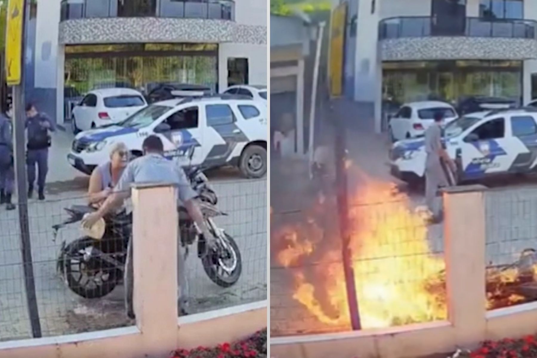 Vídeo: mãe é intubada após o filho atear fogo em moto durante abordagem da PM no ES