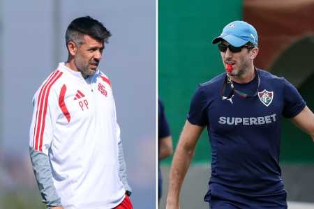 Montagem de fotos com os técnicos Pezzolano, do Inter, e Zubeldía, do Fluminense