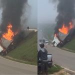 Carreta pega fogo na BR-381 na região Central de MG