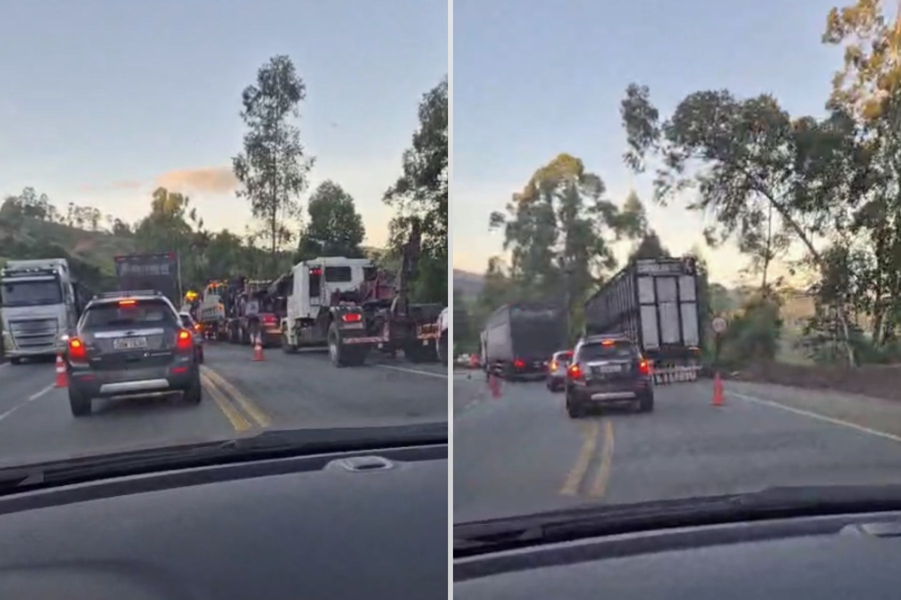 Caminhão com bois tomba na BR-381 e deixa dois feridos em João Monlevade